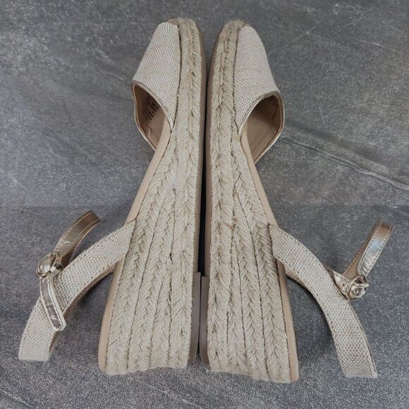 Charter Club Sandals 10.5 M Beige Canvas Platform Espadrilles Wedge Luchia - Picture 4 of 13